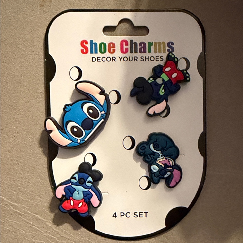 Blue Cartoon stitch Shoe Charms - 4 Pc Set